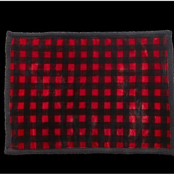 NEW! Country Farmhouse Red Black Buffalo Plaid Pet Blanket Rustic Cabin Lodge - Picture 3 of 3
